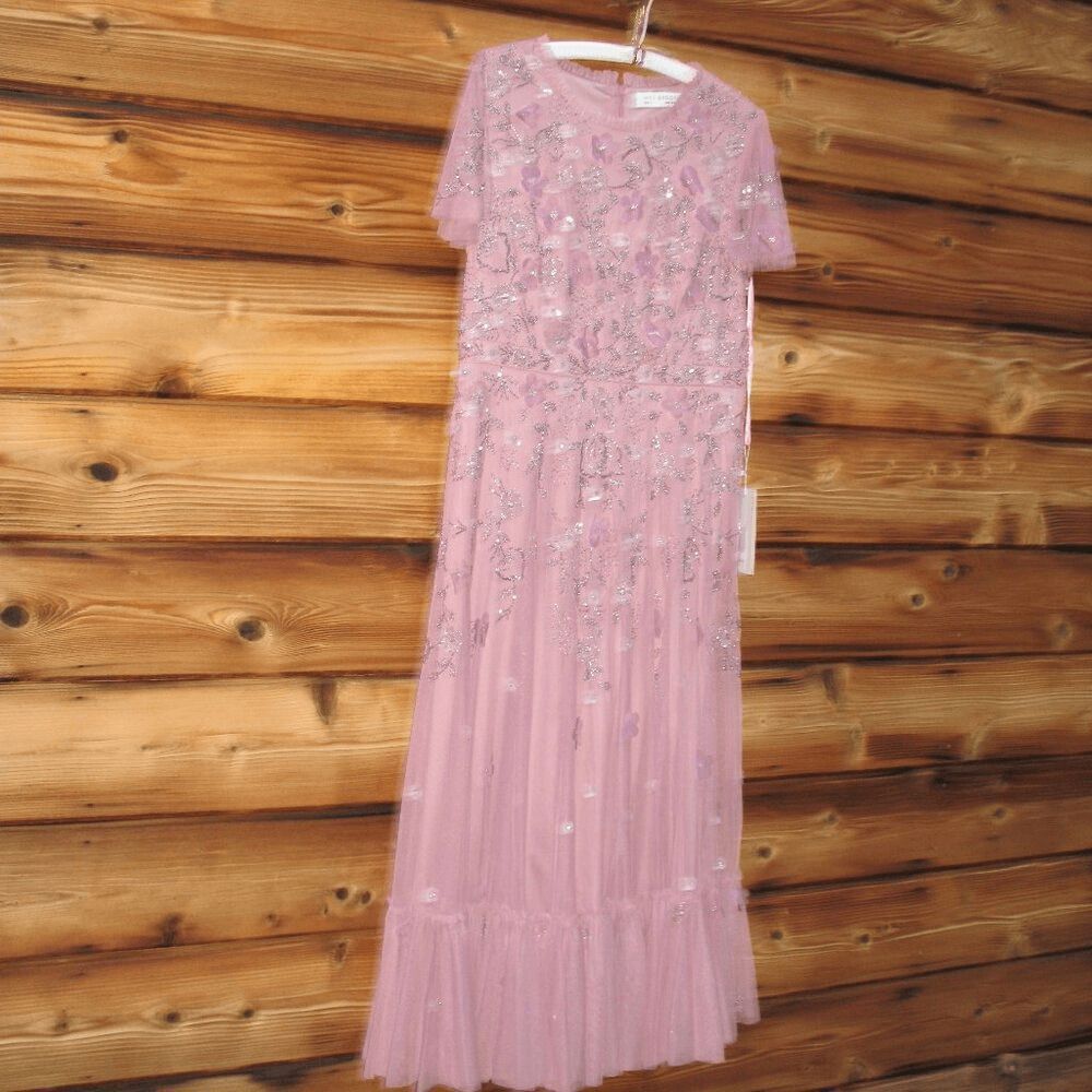 MAC DUGGAL 9212 Embellished High Neck Cap Sleeve A Line Dress Pink 12 - Picture 7 of 15